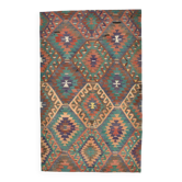 Tapis Kilim vintage vert et violet 6x10, tapis Oushak moderne, 181x291 cm