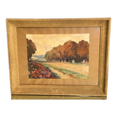Watercolor Pierre Huvelliez 1891-1959 view park Palace of Versailles