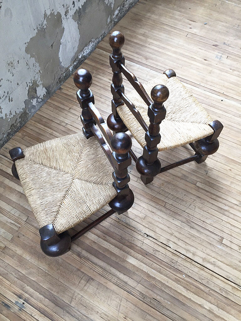 Pair of straw chairs