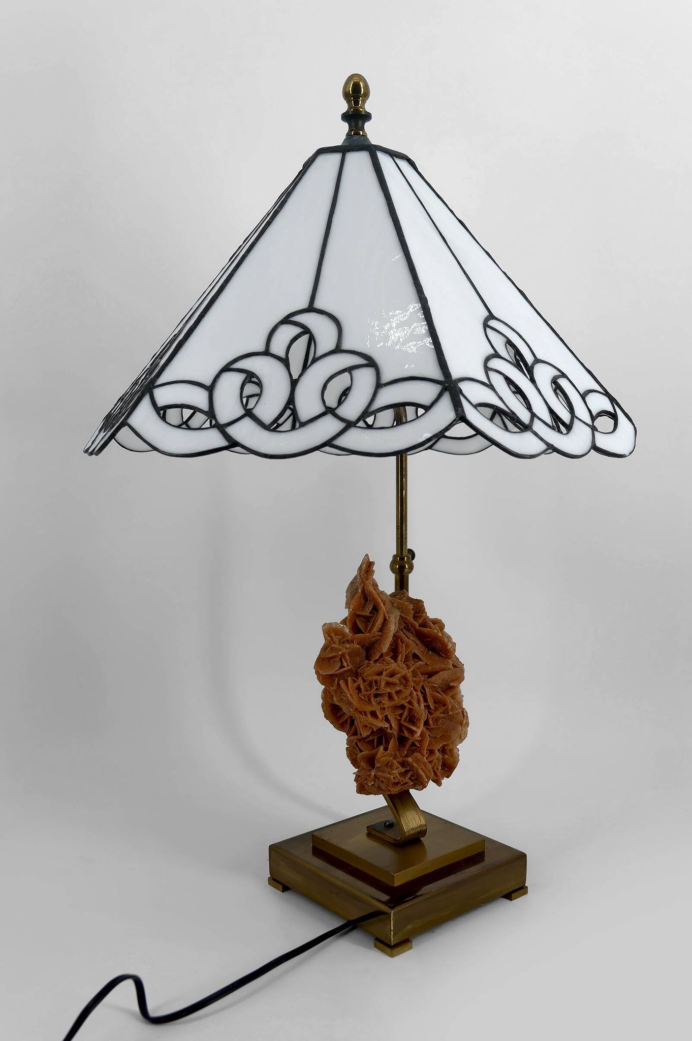 "Rose des Sables" Lamp, Bronze and Stained Glass Shade – circa 1970