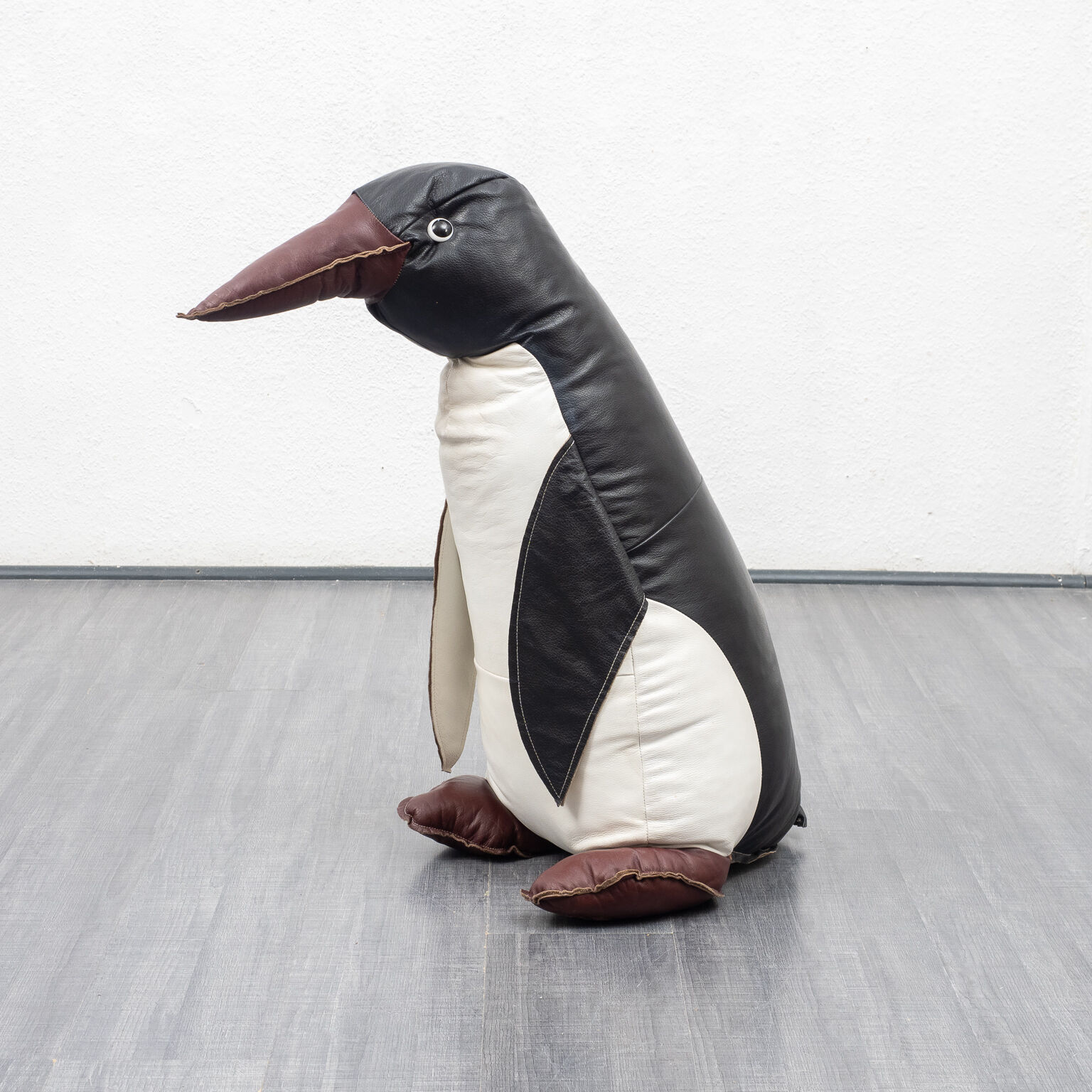 Leather decoration object, 70s, penguin