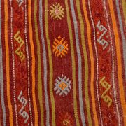 4x7 Red Orange Striped Handmade Wool Kilim Rug