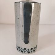 Vintage speckled stoneware coffee pot – navy blue floral decoration