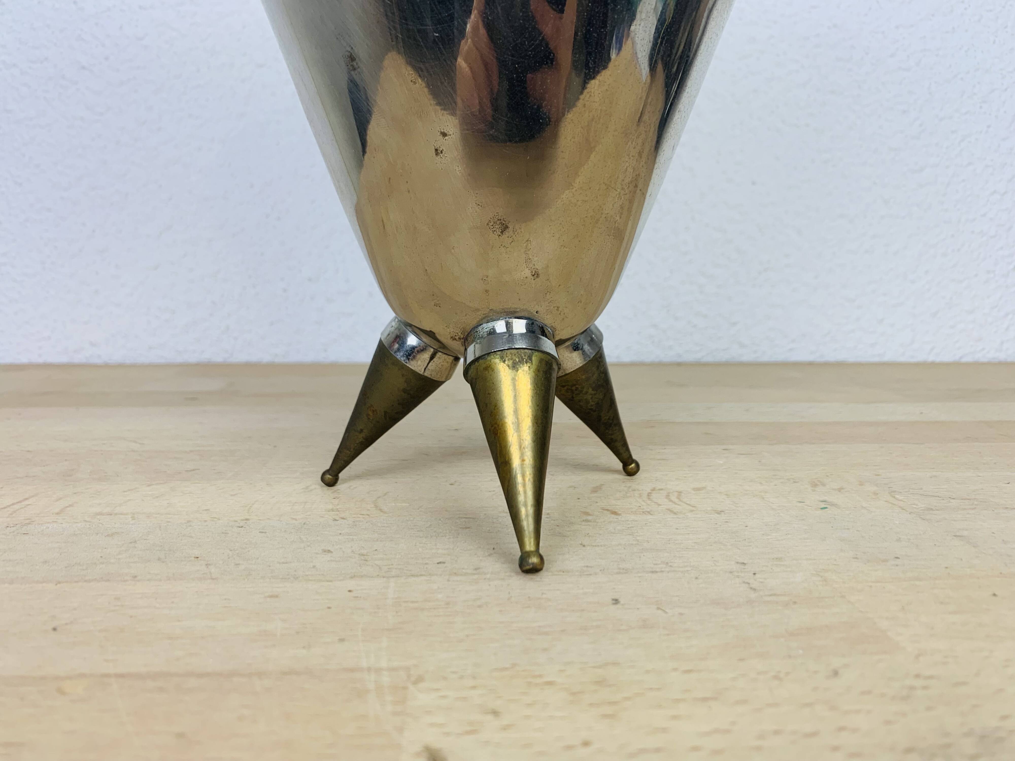 80s design ice bucket in chrome and brass
