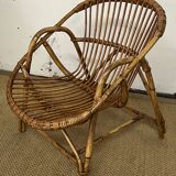 Rattan basket armchair from the 60s and 70s