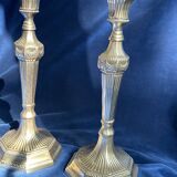 Pair of Louis XVI style silver-plated candlesticks