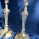 Paire bougeoirs style Louis XVI  en métal argenté
