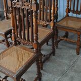 Set of 8 tanned chairs.