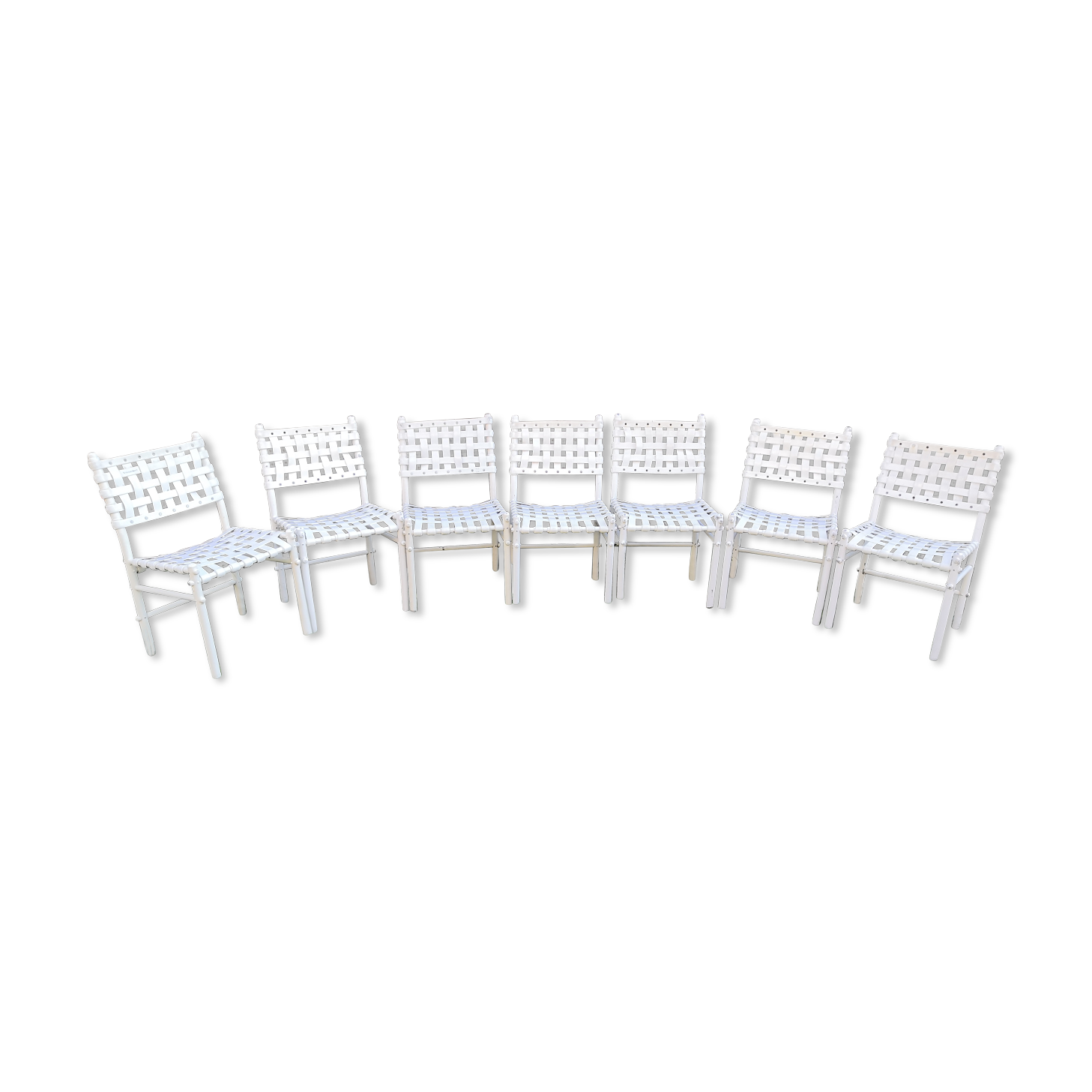 Suite of 7 braided chairs triconfort vintage