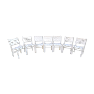Suite de 7 chaises tressées triconfort vintage