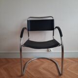Pair of leather and chrome armchairs made in italy 70s-80s