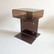 Side table or bedside table, smoked Altuglas, Michel Dumas, 1970s.