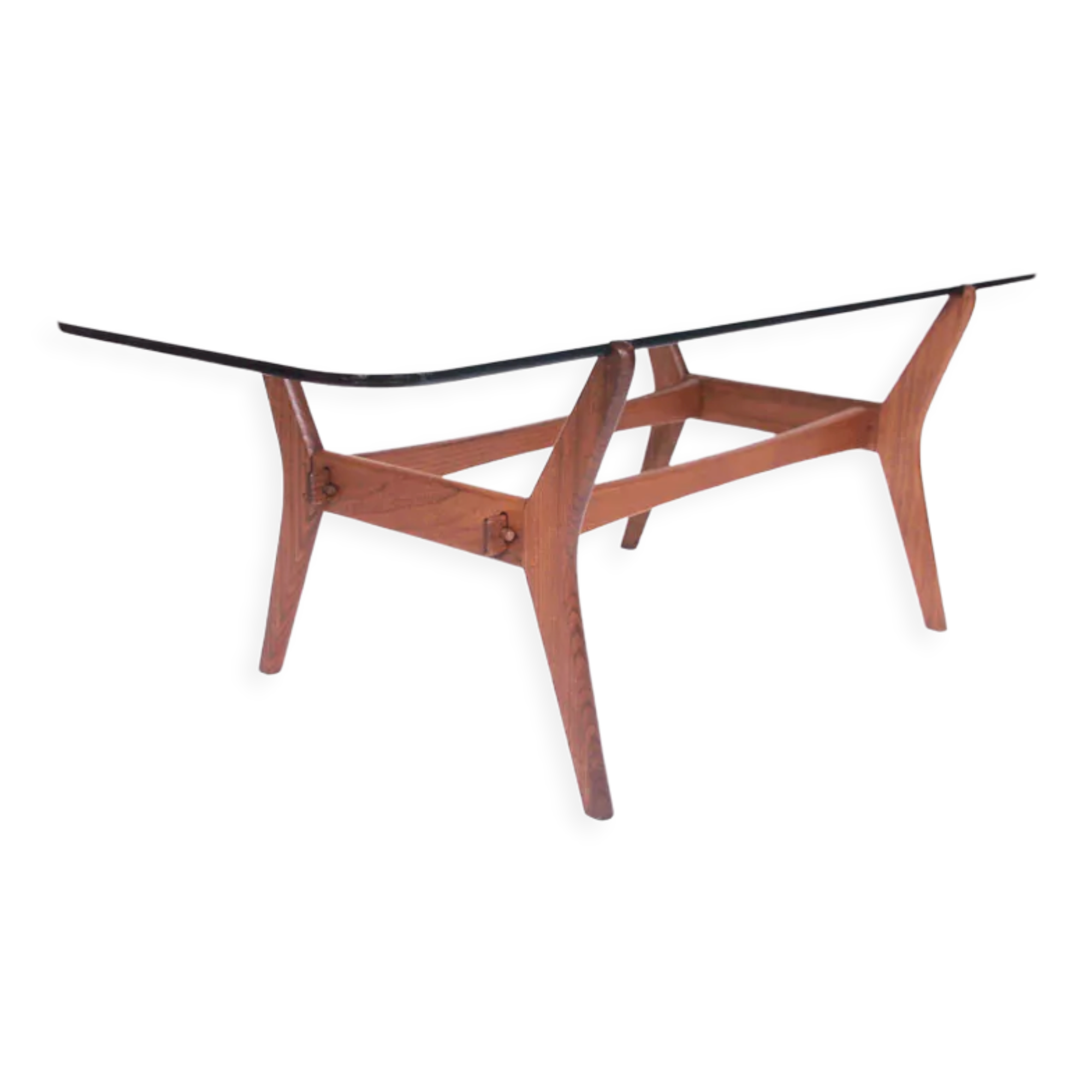 Vintage Scandinavian glass & wood coffee table