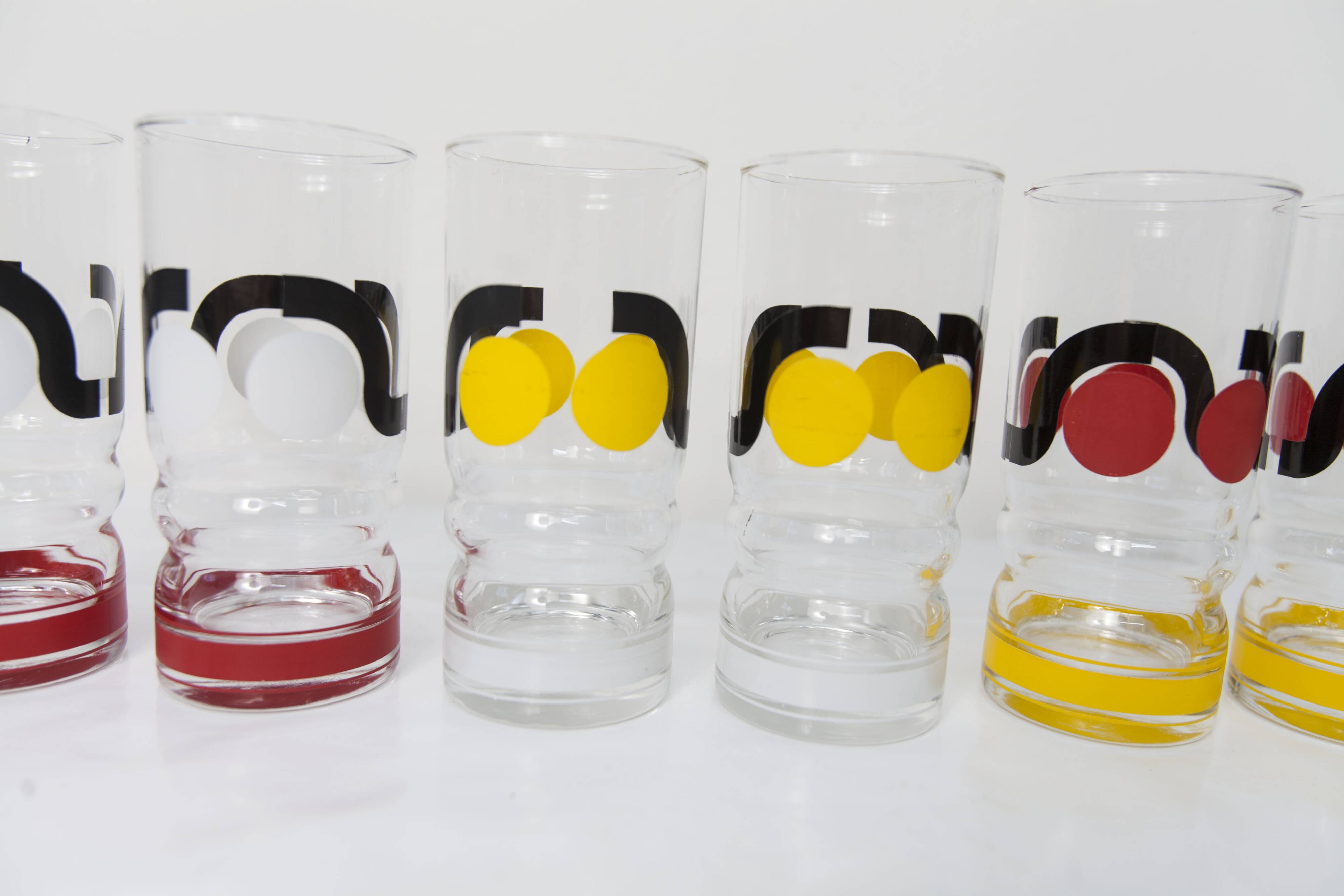 Set de 6 verres à eau 1970 sérigraphié