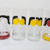 Set de 6 verres à eau 1970 sérigraphié