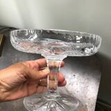 antique footed bowl in engraved glass - fruit bowl