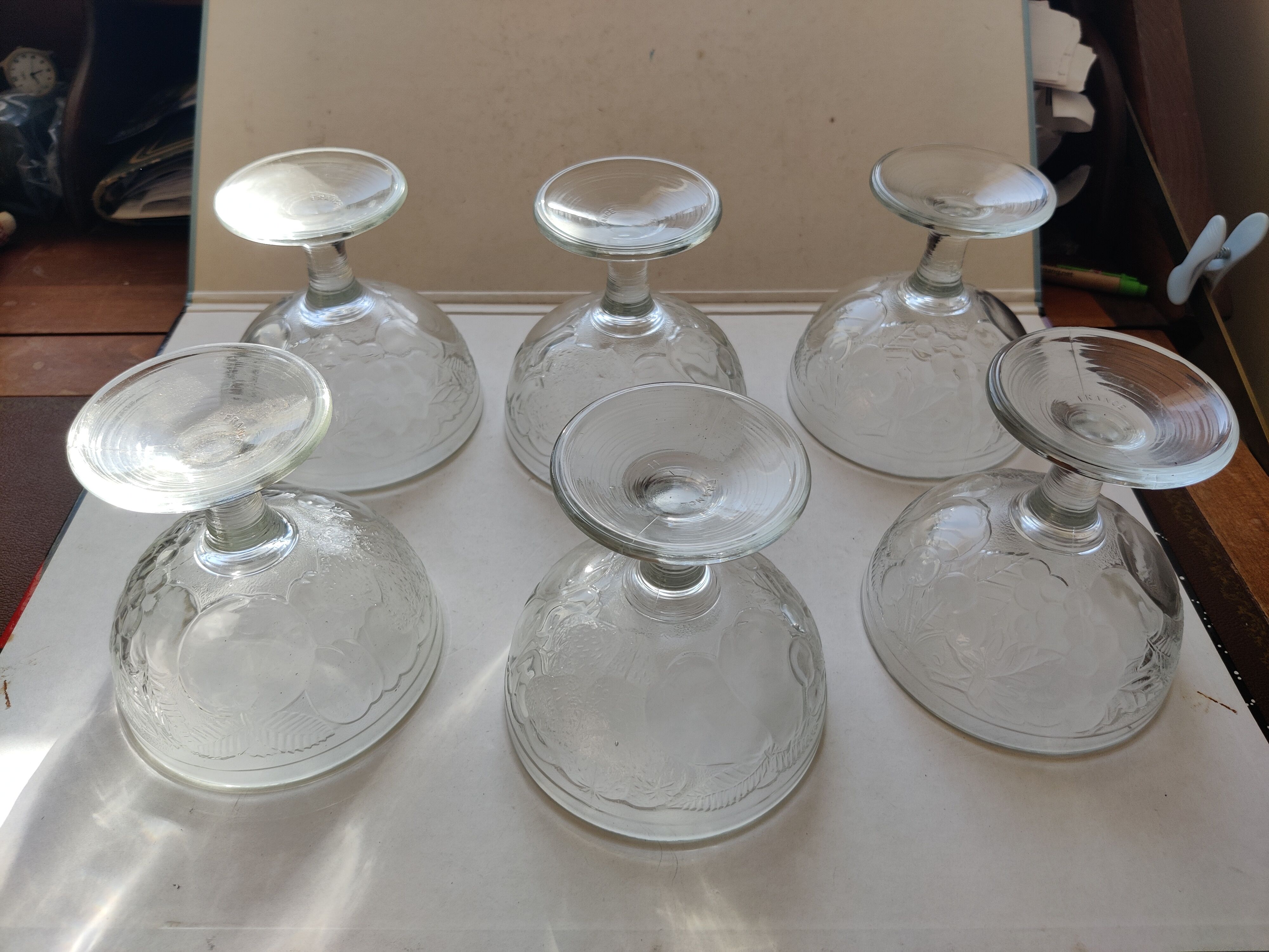 set of 6 thick glass ice cups decor vintage fruits