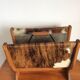 Review door from the 50s and 60s in wood and cowhide