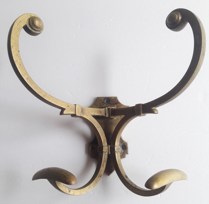 Patère double bronze porte manteau chapeau 4 crochets ancienne
