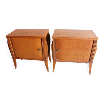 Pair of vintage light wood bedside tables