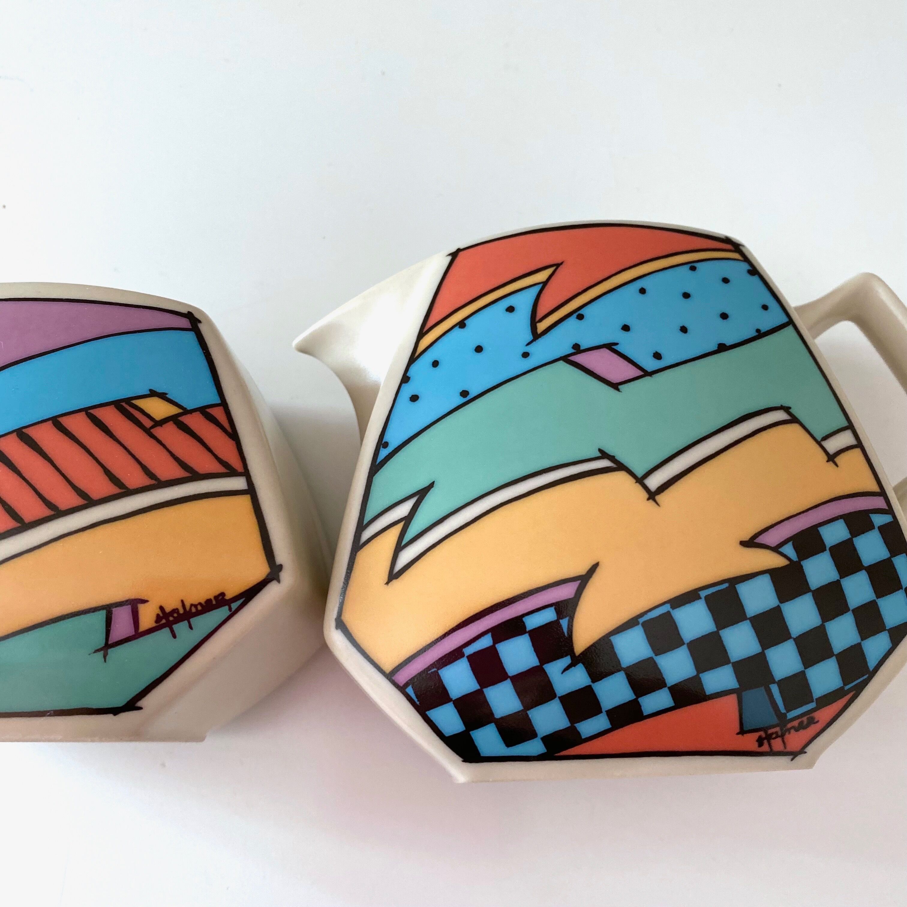 Pot à lait et sucrier Rosenthal Flash One par Dorothy Hafner, années 80