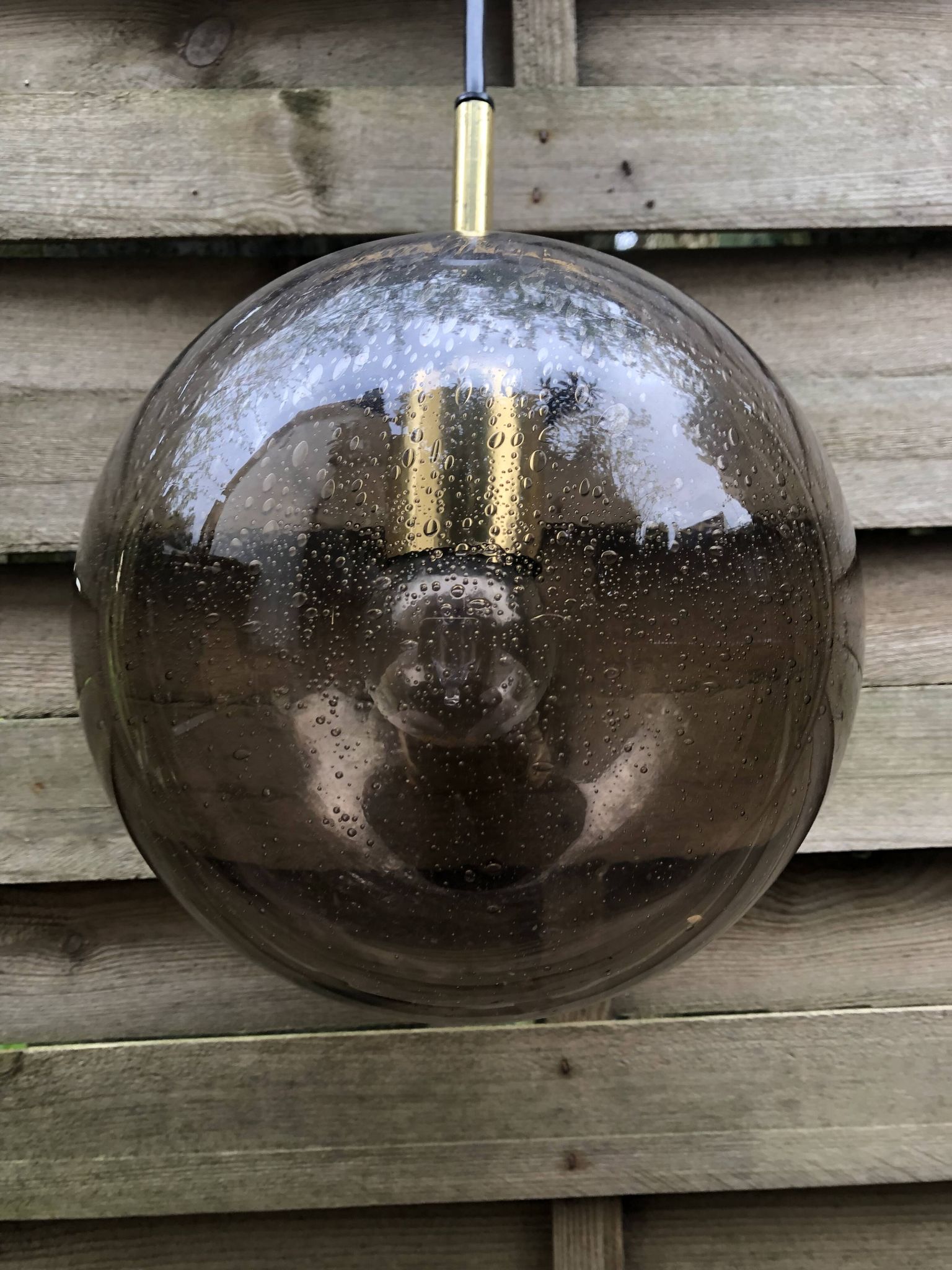 Yellow glass pendant lamp from Biot, 1970s