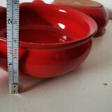 set of 4 red enamelled terracotta casseroles
