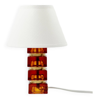 Scandinavian glass & brass table lamp by carl fagerlund for orrefors, sweden, 1960s