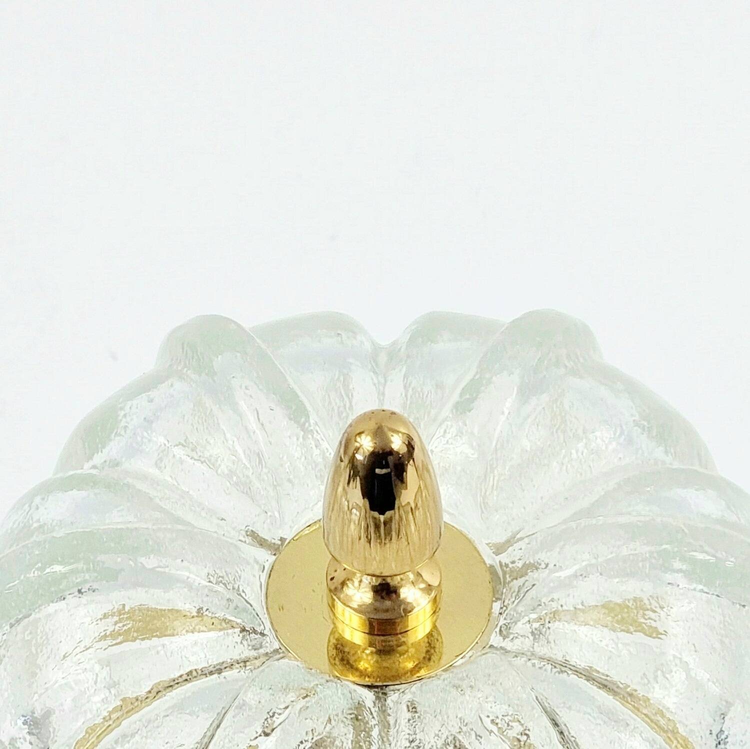 Mid-Century Modern Floral Glass & Brass Ceiling Light from Limburg, 1970s