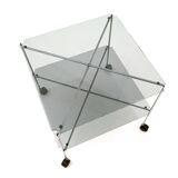 Pair of Postmodern Glass Carts Mod. Biplano by Bruno Munari for Robots, Italy