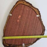 Vintage mirror with live edges in burl wood, signed, 1970s, 36 cm