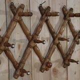 Portemanteau mural ancien en bois tourné
