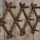 Old turned wooden wall coat rack