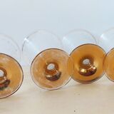 Ensemble de 4 verres gravés au pied doré