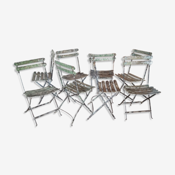Set of 8 folding bistro / garden chairs fermob 1950