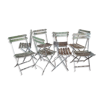 Set of 8 folding bistro / garden chairs fermob 1950