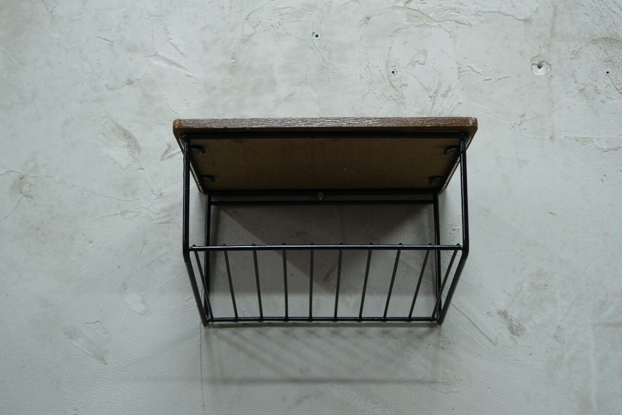 Scandinavian teak string wall shelf, 1960s