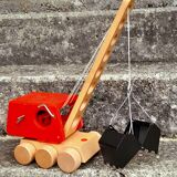Wooden digger crane toy