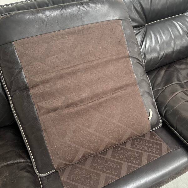 Black leather De Sede DS16 sofa, 1970s