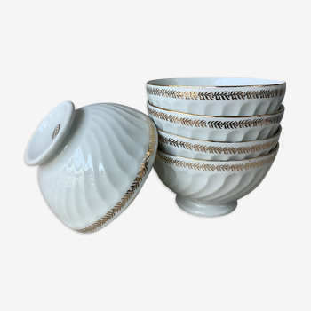Faceted Gien porcelain lunch bowls