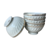 Faceted Gien porcelain lunch bowls