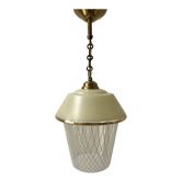 Glass pendant lamp and yellow patterns / glasses 50s-60s
