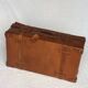 Vintage suitcase 1960 havana gold leather with bellows