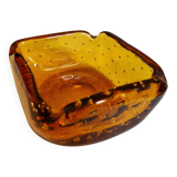 Italian Murano Amber Bubble Glass Ashtray Bowl Circa 1960