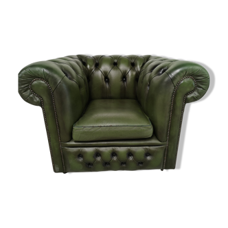 Armchair chesterfield green leather