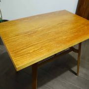 Brussels Style Retro Table with Red Woven Shelf