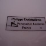 Fine white porcelain cake dish (creation A. Deshoulières)