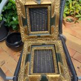 Pair of baroque frames in vintage gilded wood