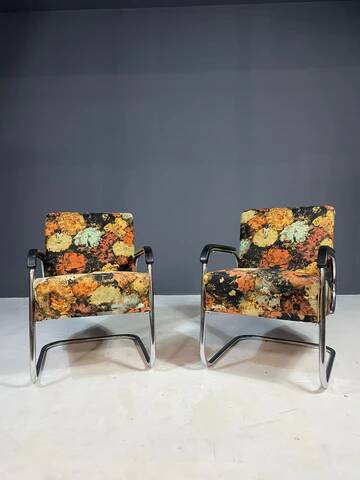 Pair of functionalist chromed armchairs, Eastern Europe, 1950s