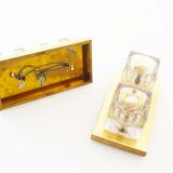 Set of two brass and murano glass ‘ice cube’ sconces by peill & putzler